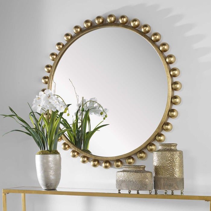 CYRA ROUND MIRROR, GOLD DECOR