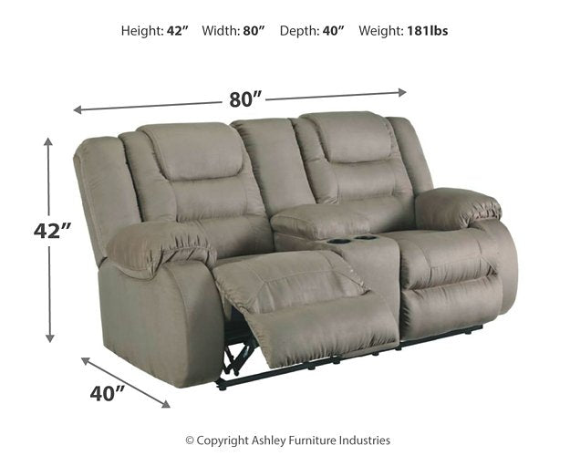 McCade Reclining Loveseat with Console - Yulissa Home Furnishings (NJ)