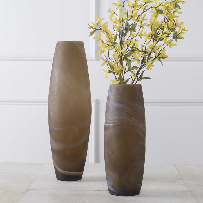 DELICATE SWIRL VASES DECOR, S/2