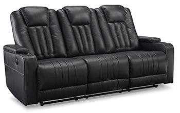 Center Point Reclining Sofa with Drop Down Table - Yulissa Home Furnishings (NJ)