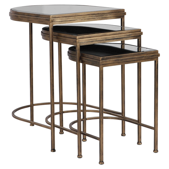 INDIA NESTING TABLES, GOLD, S/3