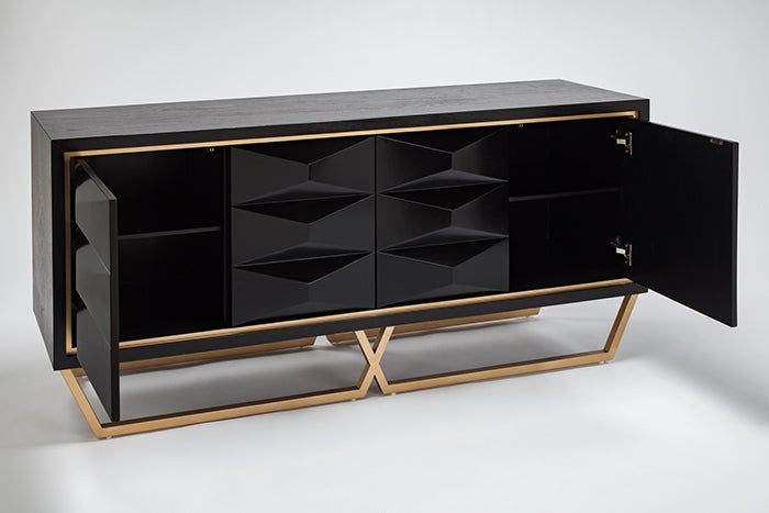 Black and Gold Veneered Console SKU: CO0003