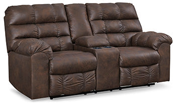 Derwin Reclining Loveseat with Console - Yulissa Home Furnishings (NJ)