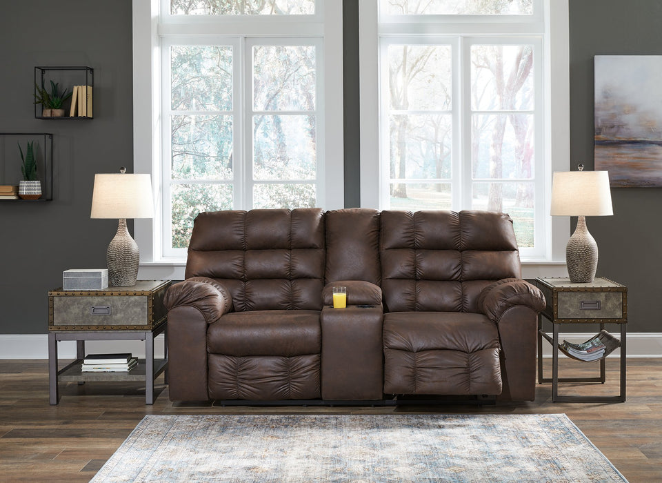 Derwin Reclining Loveseat with Console - Yulissa Home Furnishings (NJ)