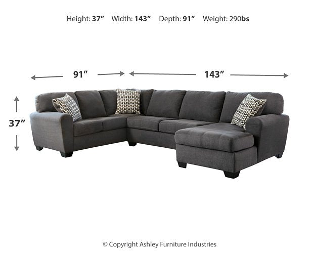 Ambee 3-Piece Sectional with Chaise - Yulissa Home Furnishings (NJ)