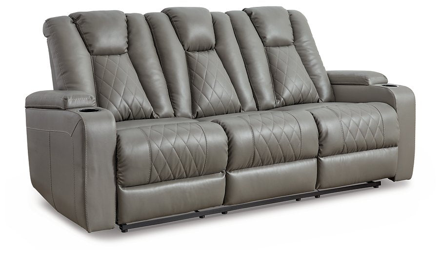 Mancin Reclining Sofa with Drop Down Table - Yulissa Home Furnishings (NJ)