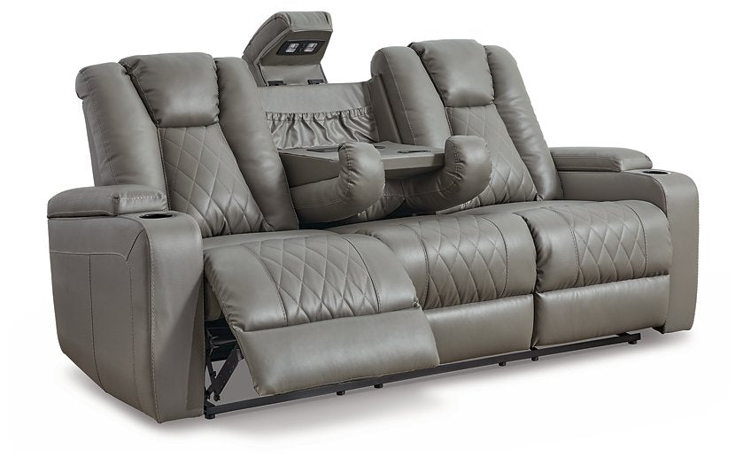 Mancin Reclining Sofa with Drop Down Table - Yulissa Home Furnishings (NJ)