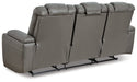 Mancin Reclining Sofa with Drop Down Table - Yulissa Home Furnishings (NJ)