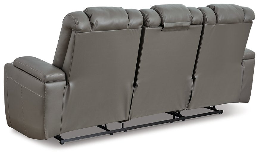 Mancin Reclining Sofa with Drop Down Table - Yulissa Home Furnishings (NJ)