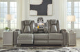 Mancin Reclining Sofa with Drop Down Table - Yulissa Home Furnishings (NJ)