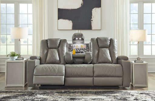 Mancin Reclining Sofa with Drop Down Table - Yulissa Home Furnishings (NJ)