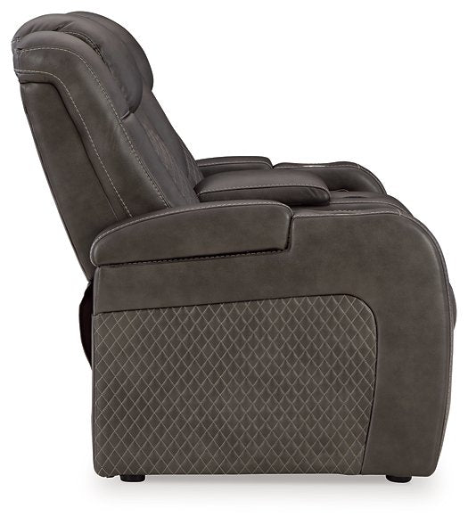 Fyne-Dyme Power Reclining Loveseat with Console - Yulissa Home Furnishings (NJ)