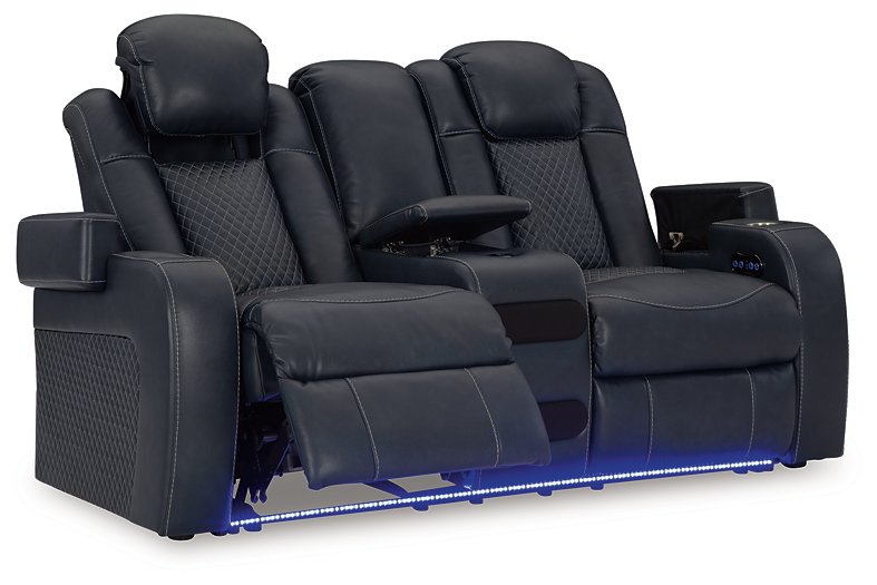 Fyne-Dyme Power Reclining Loveseat with Console - Yulissa Home Furnishings (NJ)