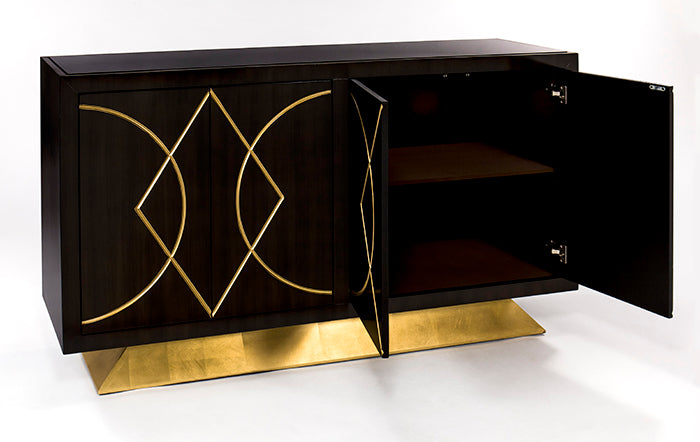 Faux Walnut Finish with Goldleaf Console SKU: CO00012