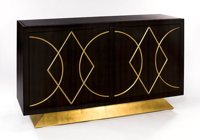 Faux Walnut Finish with Goldleaf Console SKU: CO00012