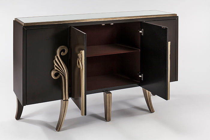 Espresso with Champagne Mettalic Finish Console SKU: CO00010