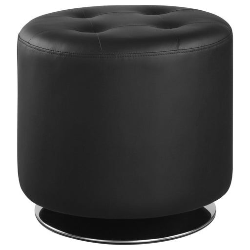 Bowman Round Upholstered Ottoman Black image