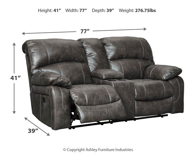 Dunwell Power Reclining Loveseat with Console - Yulissa Home Furnishings (NJ)