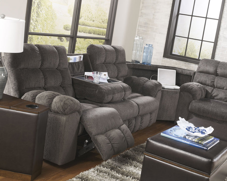 Acieona Reclining Sofa with Drop Down Table - Yulissa Home Furnishings (NJ)