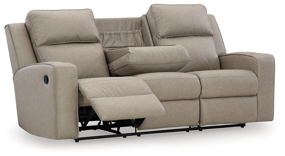 Lavenhorne Reclining Sofa with Drop Down Table - Yulissa Home Furnishings (NJ)