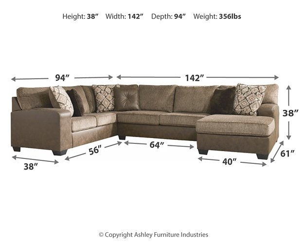 Abalone 3-Piece Sectional with Chaise - Yulissa Home Furnishings (NJ)