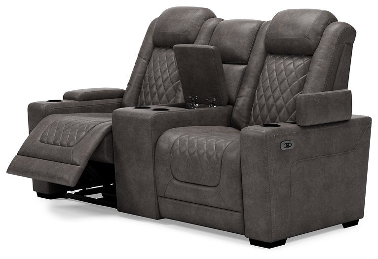 HyllMont Power Reclining Loveseat with Console - Yulissa Home Furnishings (NJ)