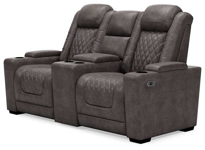 HyllMont Power Reclining Loveseat with Console - Yulissa Home Furnishings (NJ)