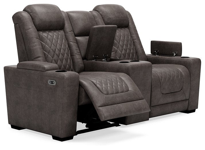 HyllMont Power Reclining Loveseat with Console - Yulissa Home Furnishings (NJ)