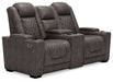 HyllMont Power Reclining Loveseat with Console - Yulissa Home Furnishings (NJ)