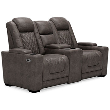 HyllMont Power Reclining Loveseat with Console - Yulissa Home Furnishings (NJ)