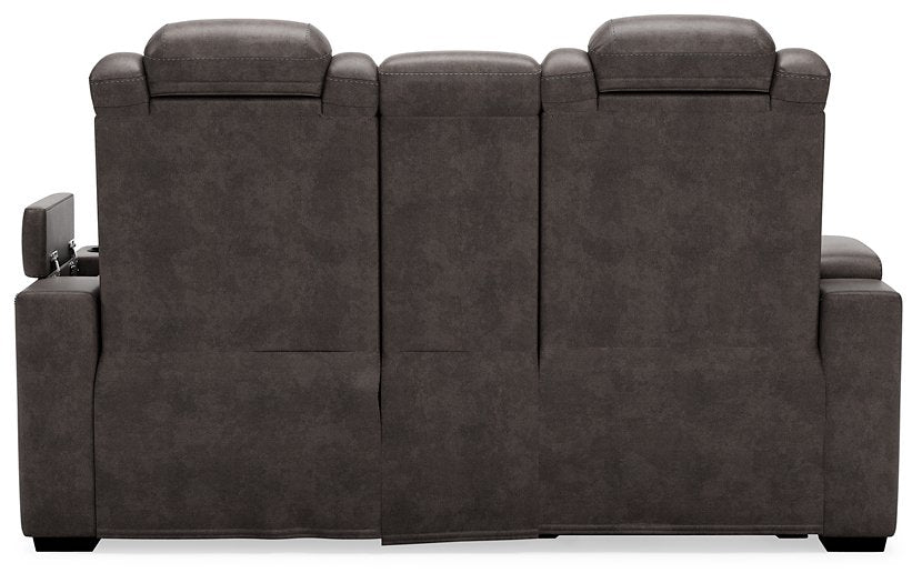 HyllMont Power Reclining Loveseat with Console - Yulissa Home Furnishings (NJ)