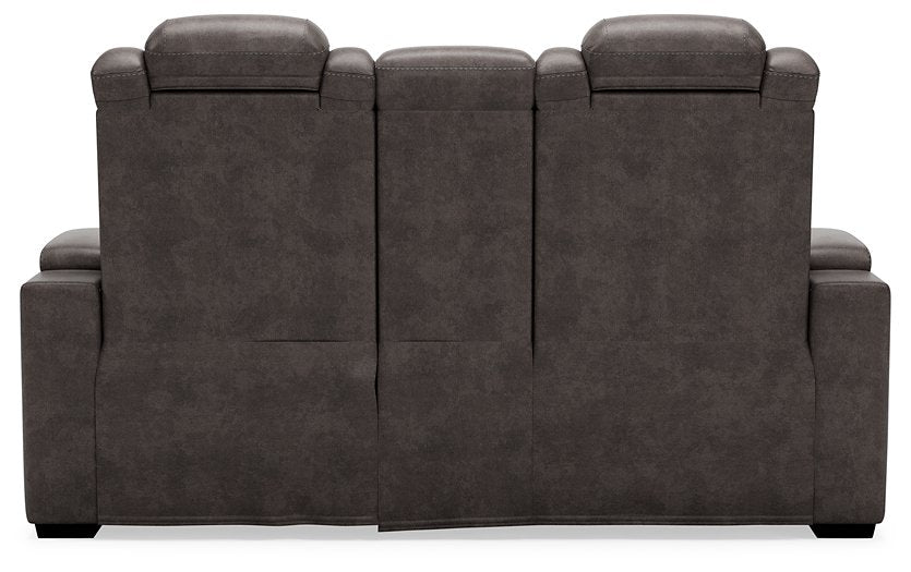 HyllMont Power Reclining Loveseat with Console - Yulissa Home Furnishings (NJ)