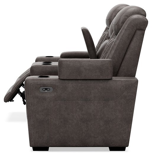 HyllMont Power Reclining Loveseat with Console - Yulissa Home Furnishings (NJ)