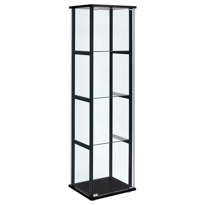 Cyclamen 4-shelf Glass Curio Cabinet Black and Clear image