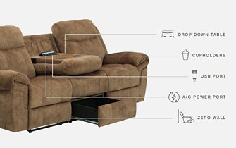 Huddle-Up Reclining Sofa with Drop Down Table - Yulissa Home Furnishings (NJ)