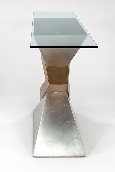 Gold and Silver Console Table with Glass SKU: CO00016