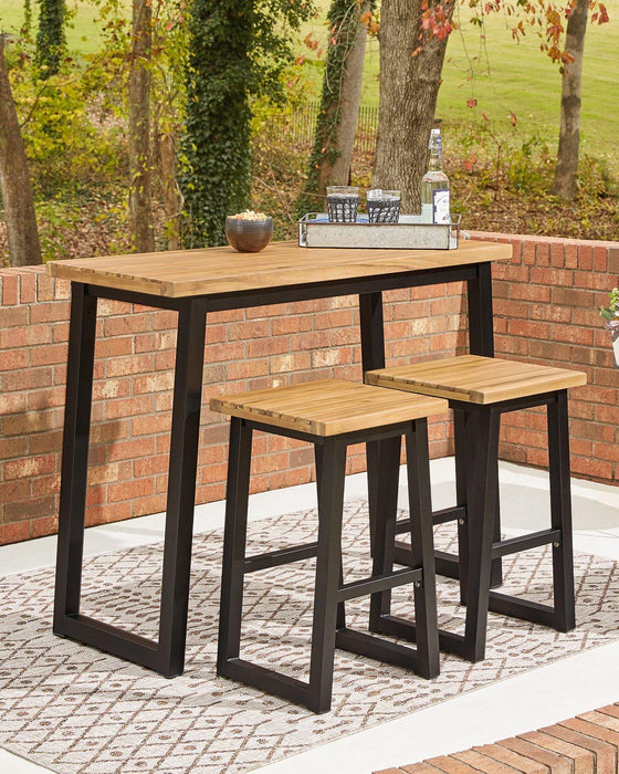 Town Wood Brown/Black Outdoor Counter Table Set (Set of 3)