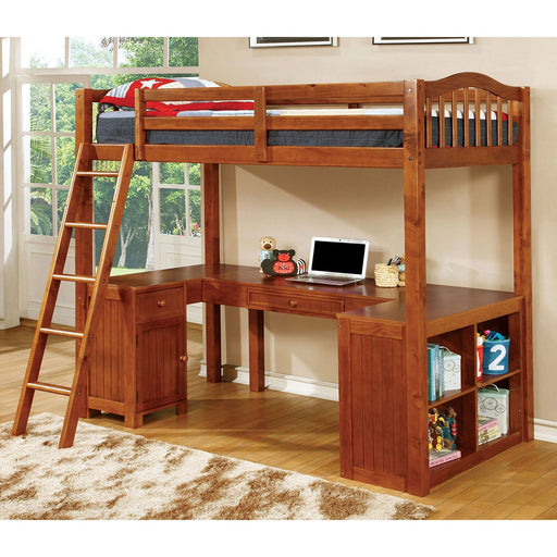 DUTTON Oak Twin Loft Bed w/ Workstation image