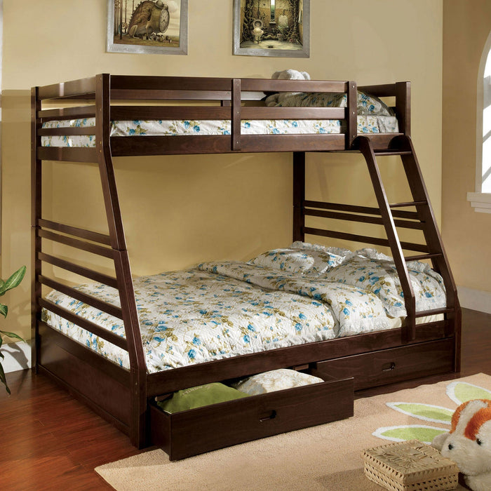 California III Dark Walnut Twin/Full Bunk Bed w/ 2 Drawers image