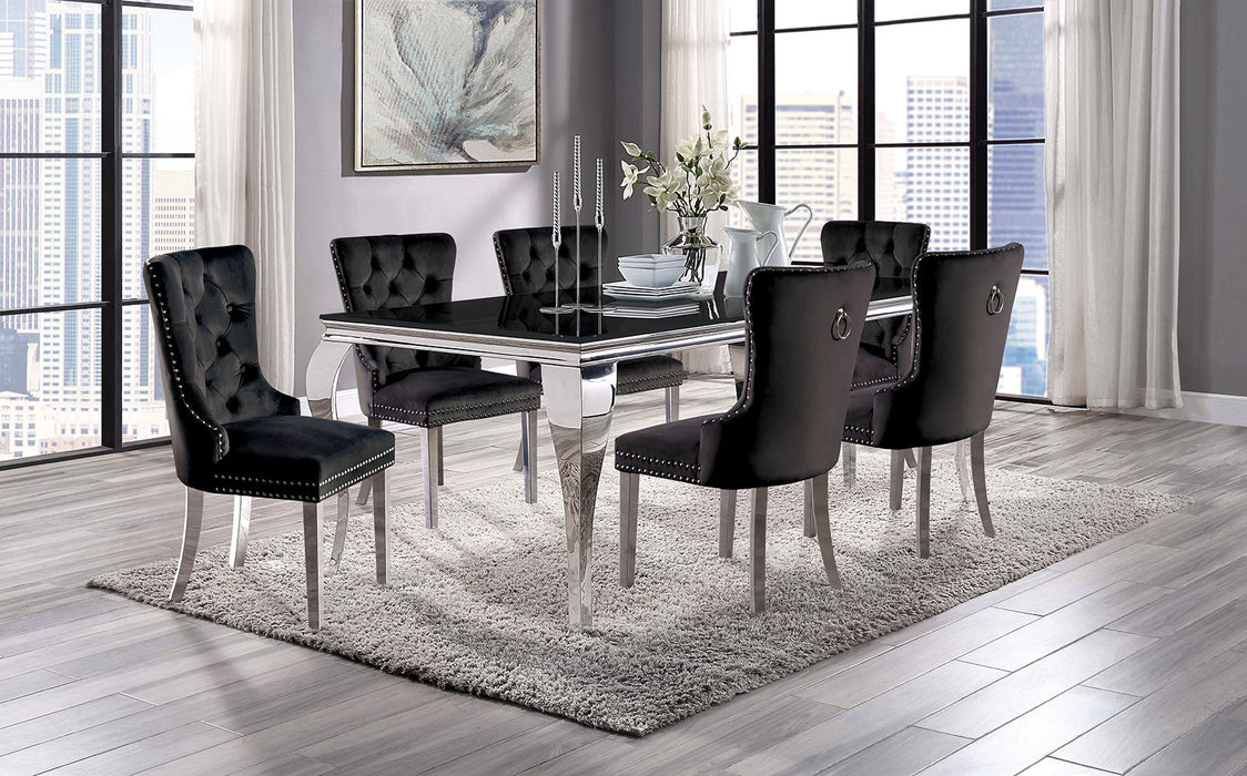 NEUVEVILLE 7 Pc. Dining Table Set, Black Chairs image