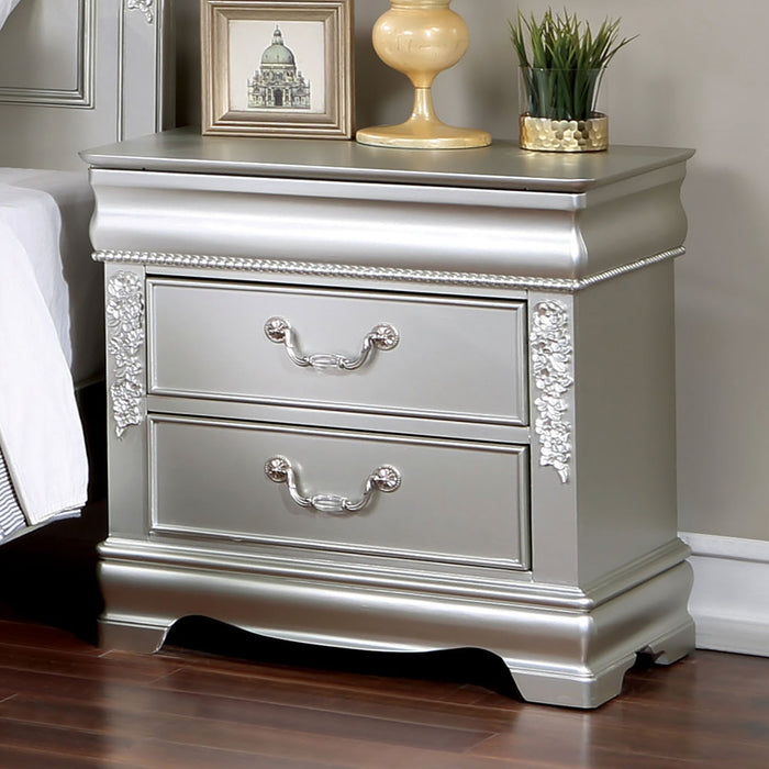 ALECIA Night Stand w/ USB, Silver image