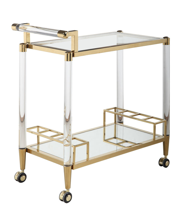 DENALI-TC Contemporary Brass Finish & Acrylic Tea Cart