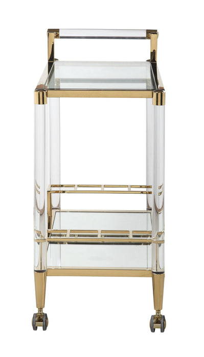 DENALI-TC Contemporary Brass Finish & Acrylic Tea Cart