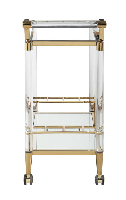 DENALI-TC Contemporary Brass Finish & Acrylic Tea Cart