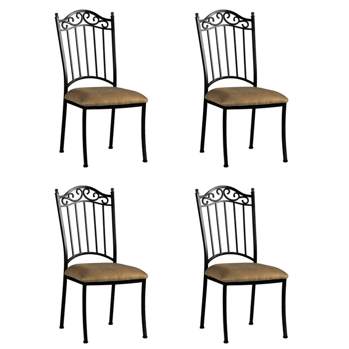 0710 Transitional Style Dining Set with Wrought Iron Glass Table & Chairs-YULISSA HOME FURNISHINGS LLC