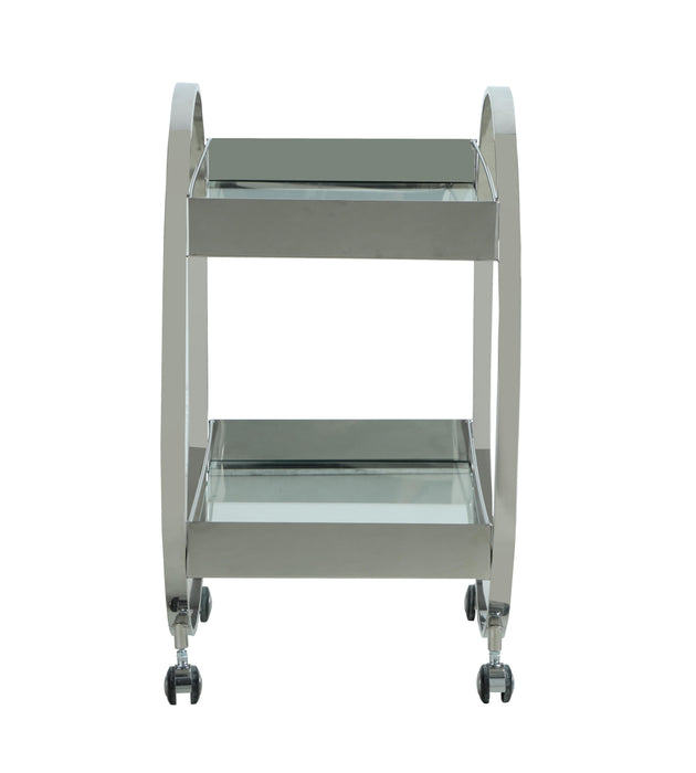 3037-TC Contemporary Circular Tea Cart w/ Glass Shelves