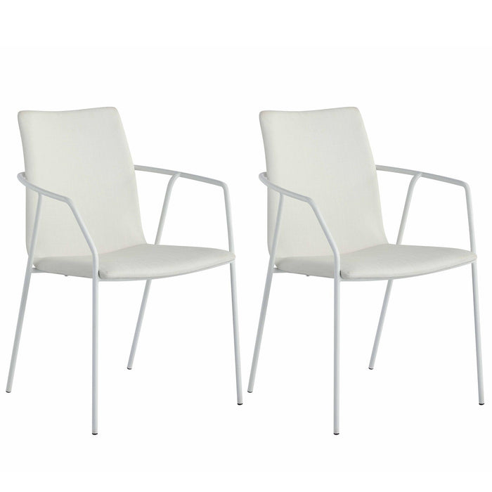 ALICIA Contemporary White Upholstered Arm Chair