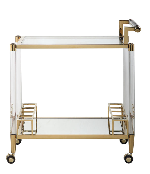 DENALI-TC Contemporary Brass Finish & Acrylic Tea Cart