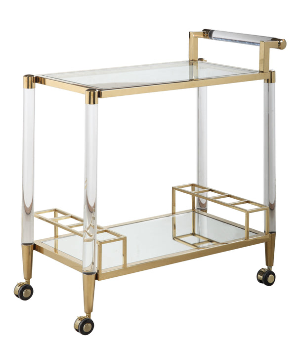 DENALI-TC Contemporary Brass Finish & Acrylic Tea Cart