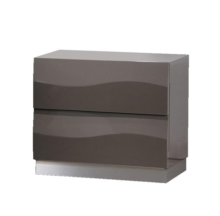 DELHI Contemporary High Gloss 2-Drawer Nightstand